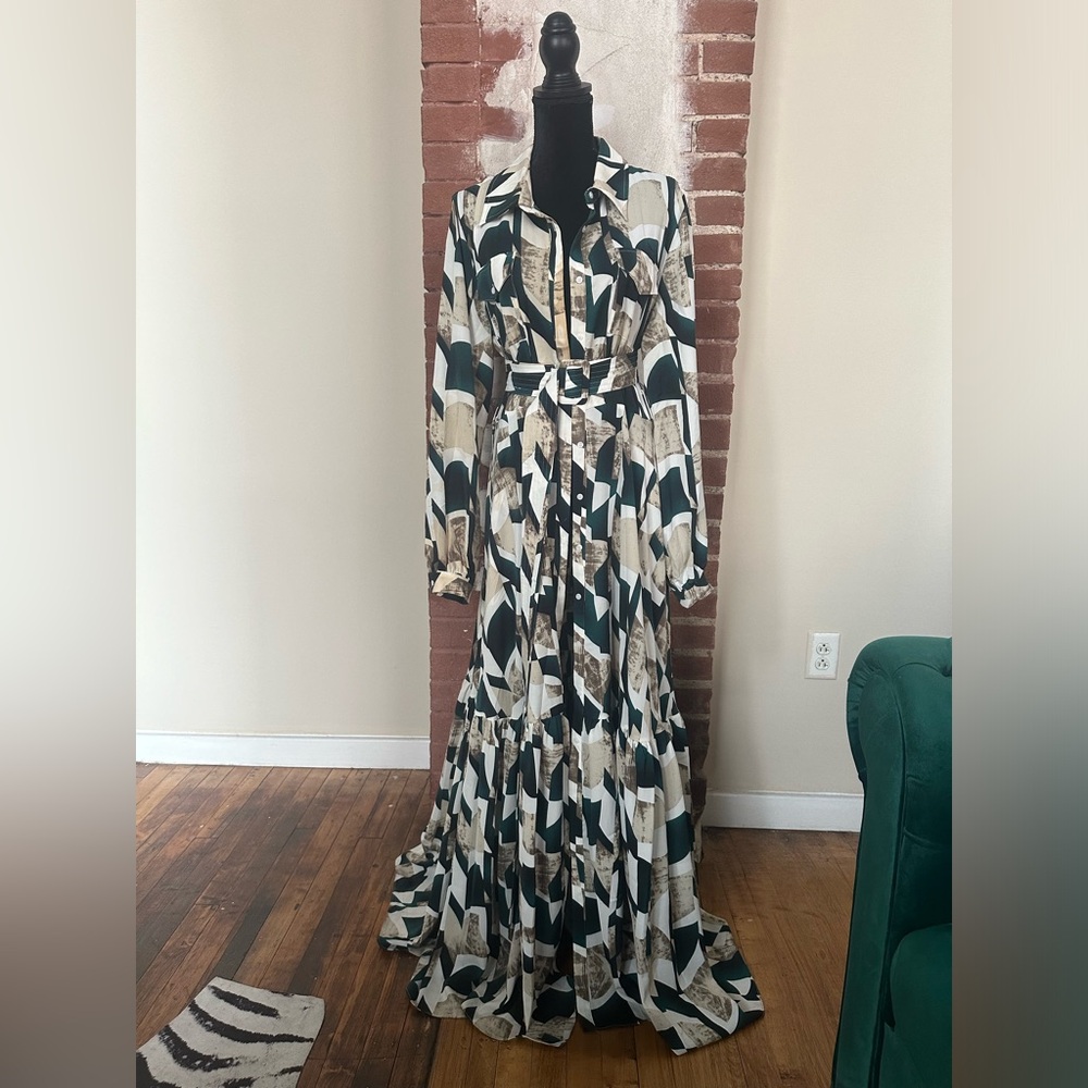Button down flowy maxi w/ belt